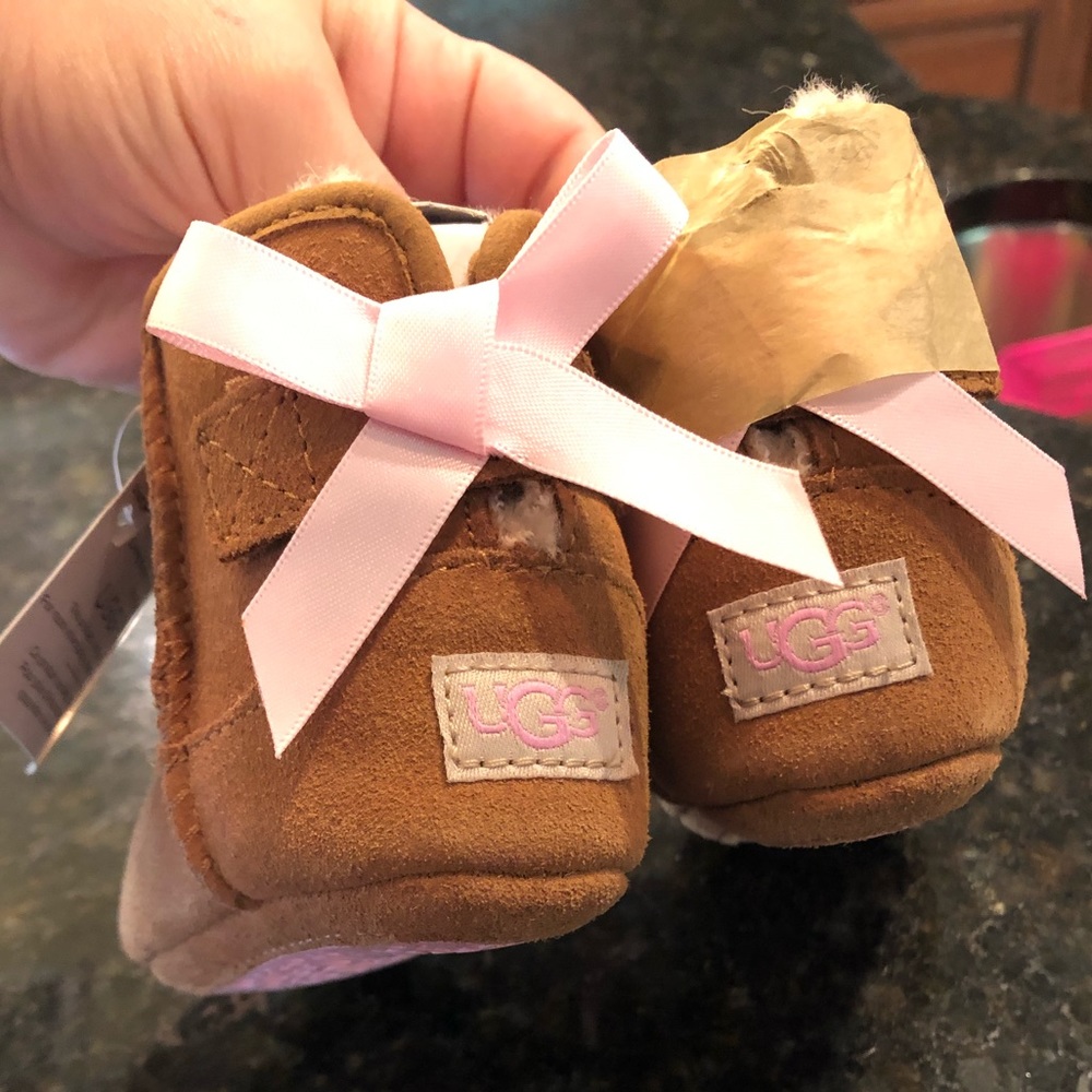 Brown Baby Uggs with Pink Bows